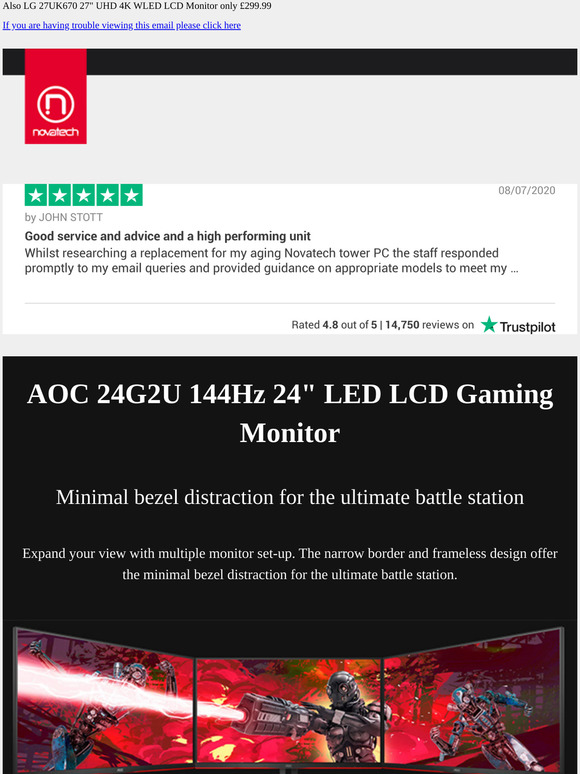 AOC 24G2U 144Hz 24" Gaming Monitor and more