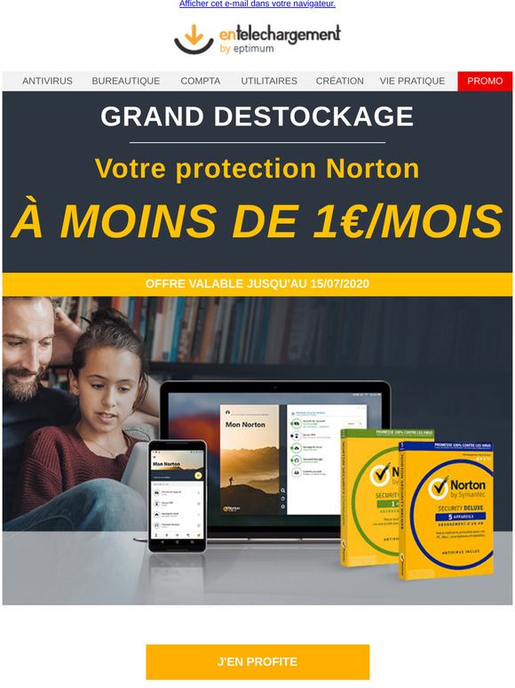 Grand destockage : Votre protection Norton à moins de 1€ par mois