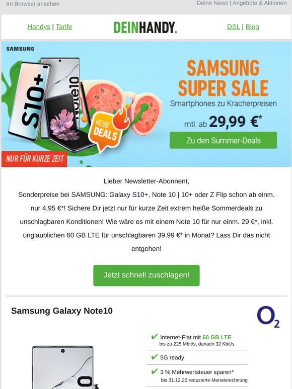 SAMSUNG SUPER SALE - ab einm. 4,95 €*