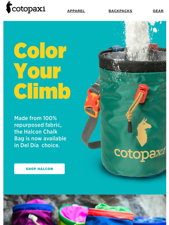 Cotopaxi Halcon Chalk Bag Now in Del Día Choice Milled