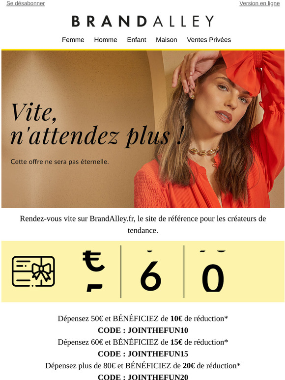 Brandalley N'attendez plus pour utiliser votre code promo Milled