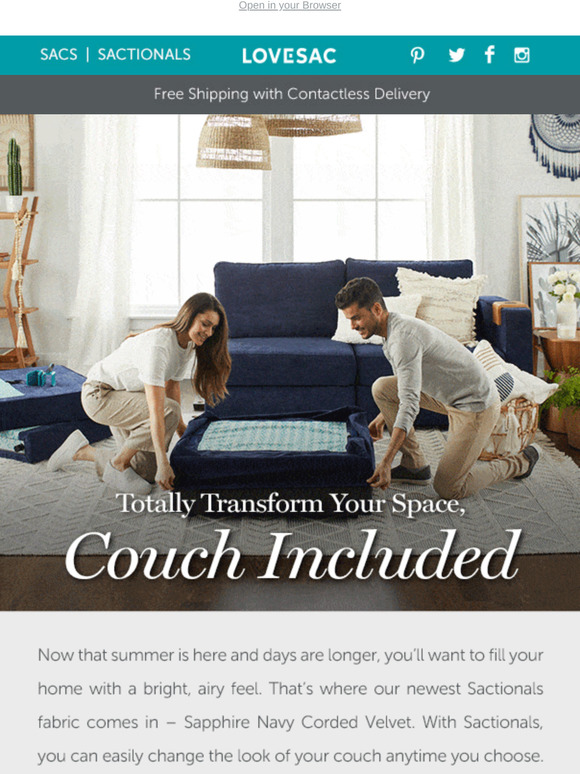 LoveSac: Check out our latest Sactionals Cover – Sapphire Navy Corded ...