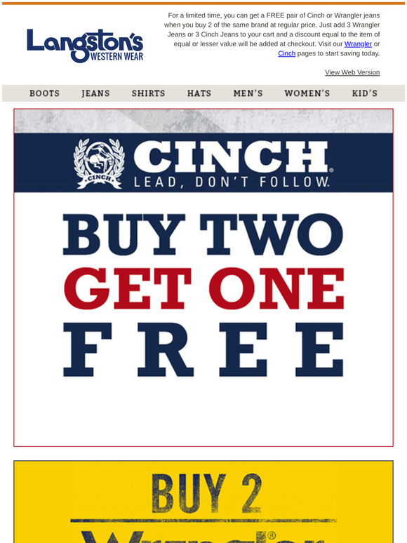 wrangler buy two get one free