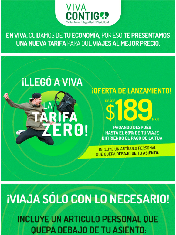 VivaAerobus ¡Vuela desde 189 MXN! Conoce la nueva Tarifa Zero. Milled