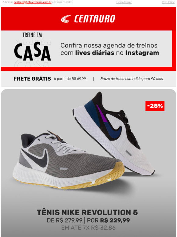 Centauro: Tênis Nike Revolution por 229,99! 😍 | Milled