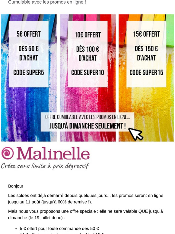 Jusqu'à 15€ offert jusqu'à dimanche seulement