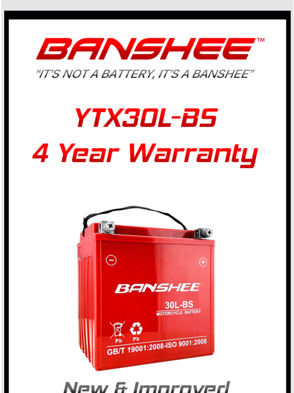 Banshee 30L-BS Batteries Now With 500CCA!
