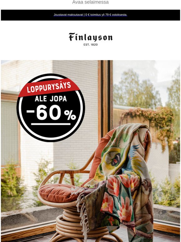Finlayson: ALE kiihtyy - lisää tuotteita −60 % | Milled