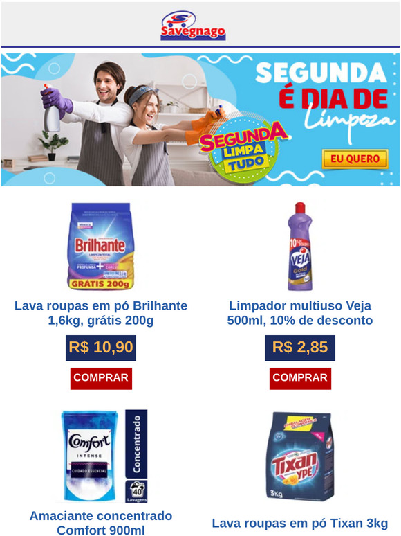 Limpeza com economia na Segunda Limpa Tudo. Aproveite!