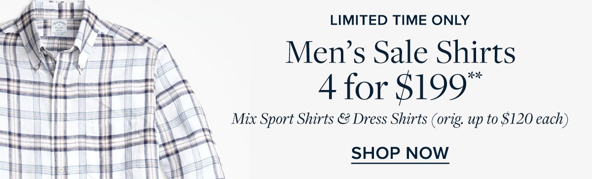brooks brothers 4 shirts for 199