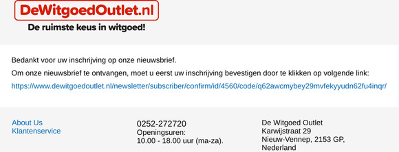 Nieuwsbrief abonnementbevestiging
