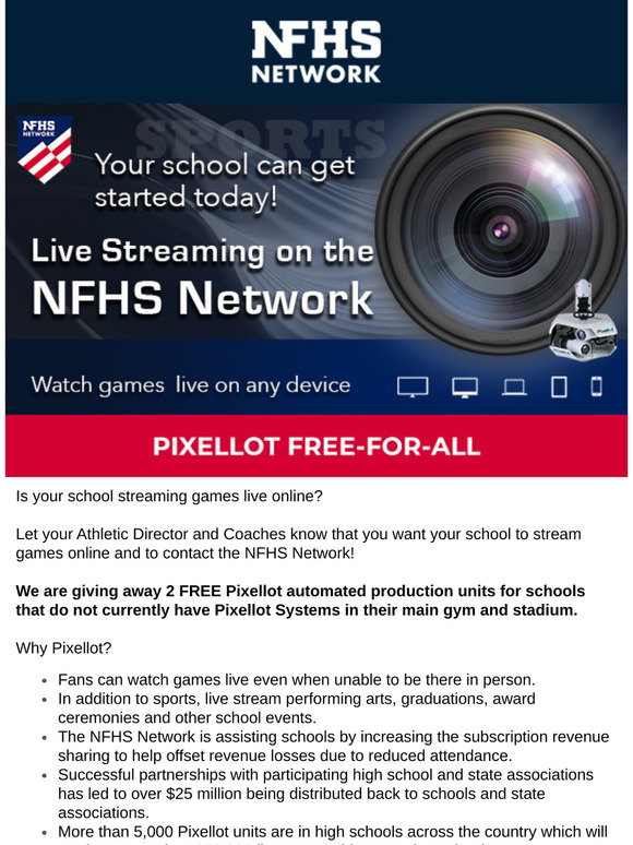 NFHS Network offers free Pixellot units to live stream high school