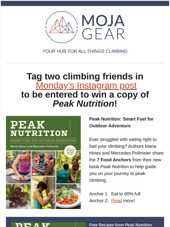 Book Giveaway, Climbing Nutrition Anchors, Rockland Bouldering and Gear Deals in this week's Beta
