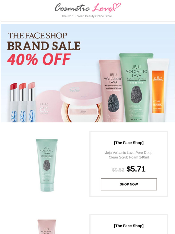 Get 45% Off The face shop products this weekend!