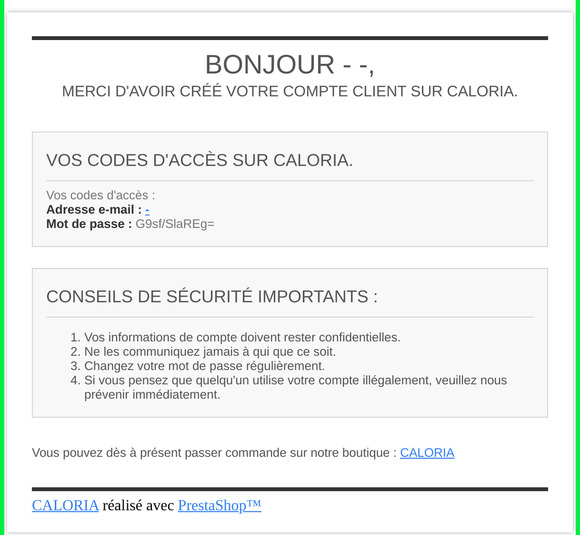 [CALORIA] Bienvenue !