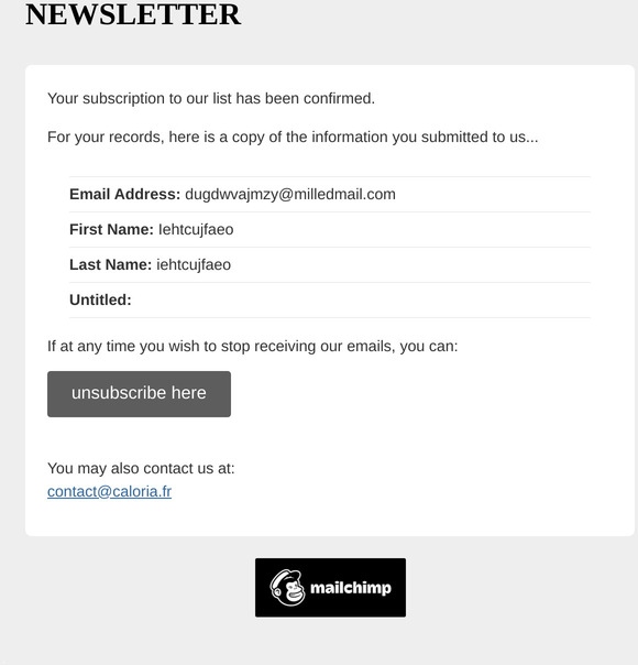 Comptes: Subscription Confirmed