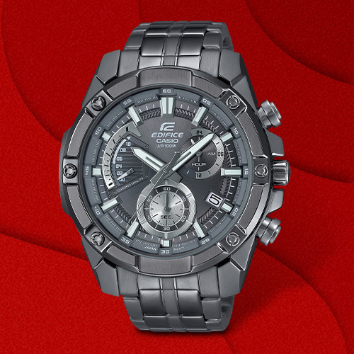 casio edifice chronograph gunmetal steel bracelet watch