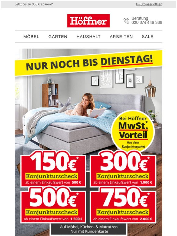 Möbel Höffner ⏰ Bis Dienstag Bis zu 300 €* sparen mit