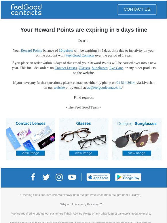 Your Reward Points are expiring in 5 days