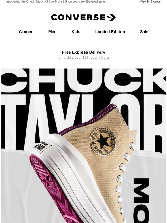 converse chuck taylor move platform hi sneakers in beige