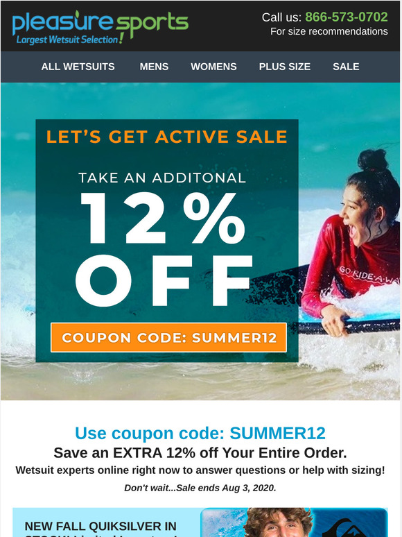 Wetsuit Sale! Save 12% Off!