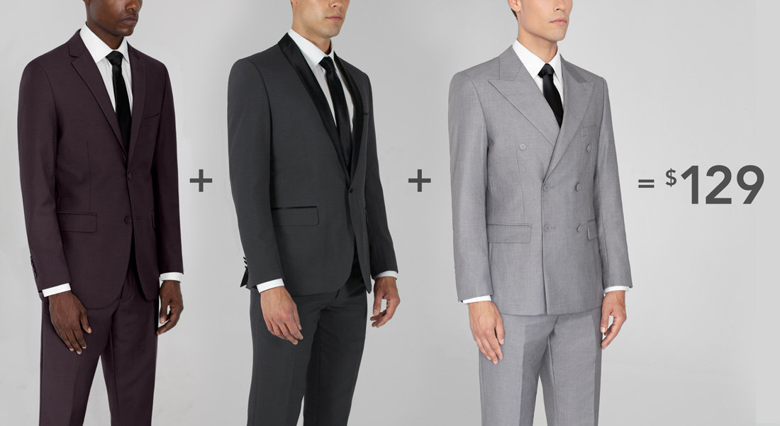 3 suits for 129