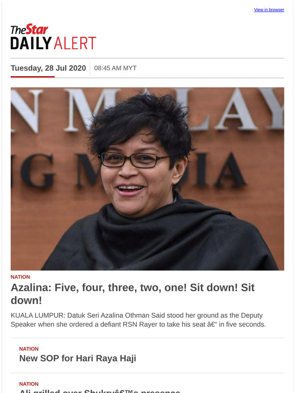 star publications: Azalina: Five, four, three, two, one! Sit down 