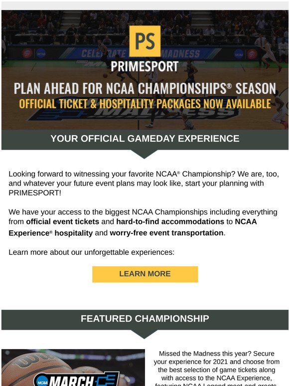 Plan Ahead for NCAA Championships® Season with Official Access from PRIMESPORT