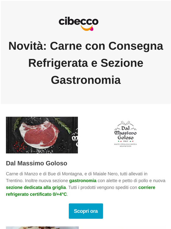 Novità: Carne con Consegna Refrigerata e Sezione Gastronomia