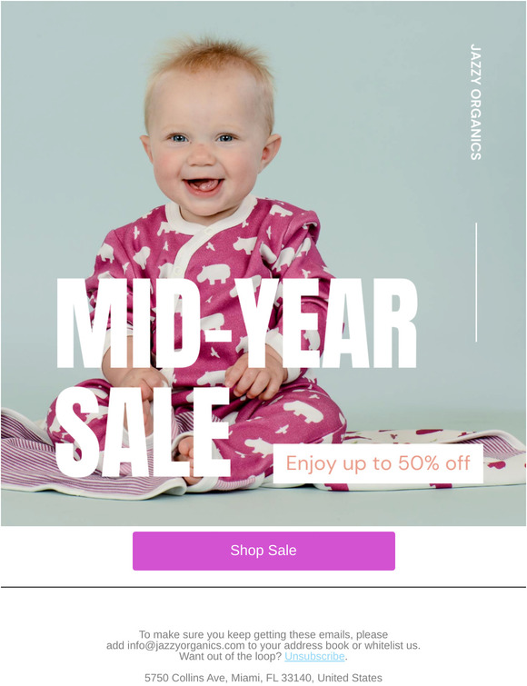 MID YEAR SALE! Up to 50% Off Organic Clothes and Free Shipping