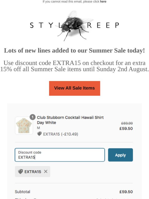Extra 15% off all Sale Items @Stylecreep
