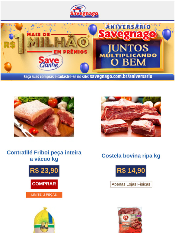 Aniversário Savegnago. Prêmios e muita economia. Aproveite!