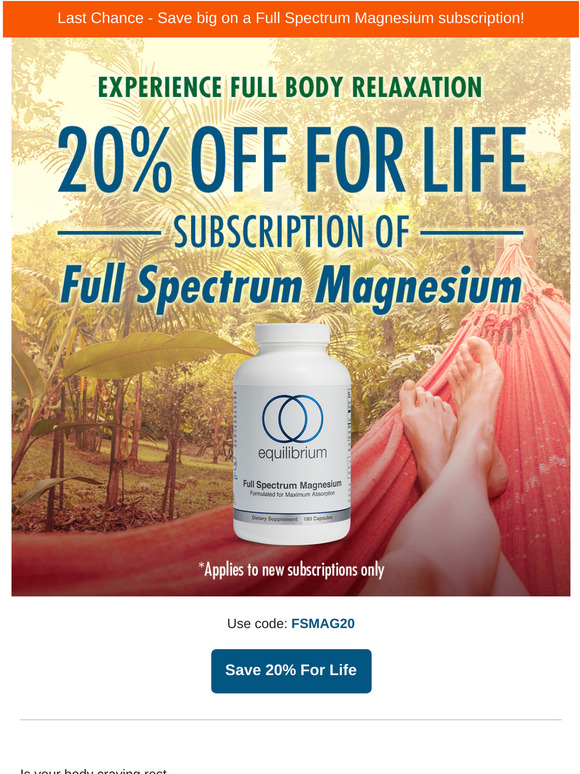 Equilibrium Nutrition Ambassador Offer Ending Soon 20 Off Magnesium