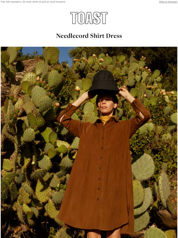 toast needlecord shirt dress