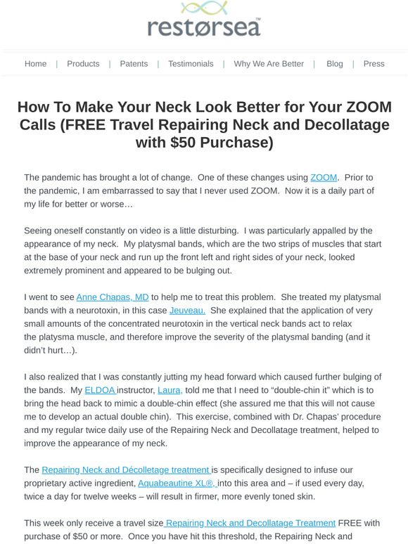 Restorsea How To Make Your Neck Look Better for Your ZOOM Calls (FREE Travel Repairing Neck and