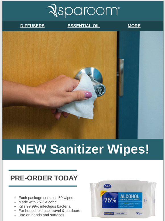 SpaRoom Sanitizer Wipes Available For PreOrder! Milled