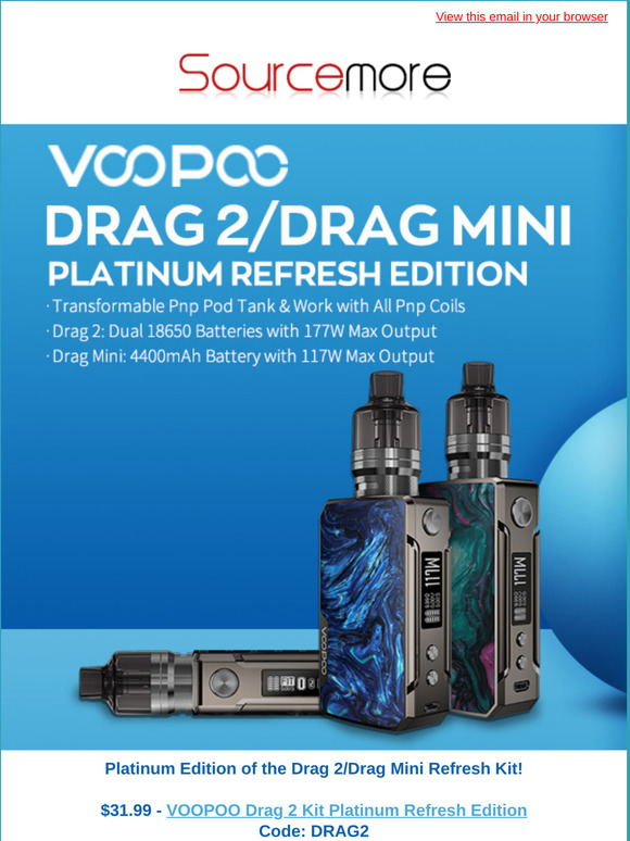 Sourcemore New VOOPOO Drag 2 Drag Mini Platinum Refresh Kit Milled