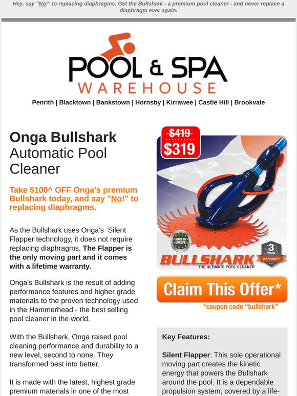 $100 OFF Onga Bullshark Pool Cleaner 
