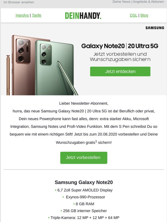 🤩 Samsung Galaxy Note20 | 20 Ultra 5G vorbestellen + Wunschzugaben sichern!