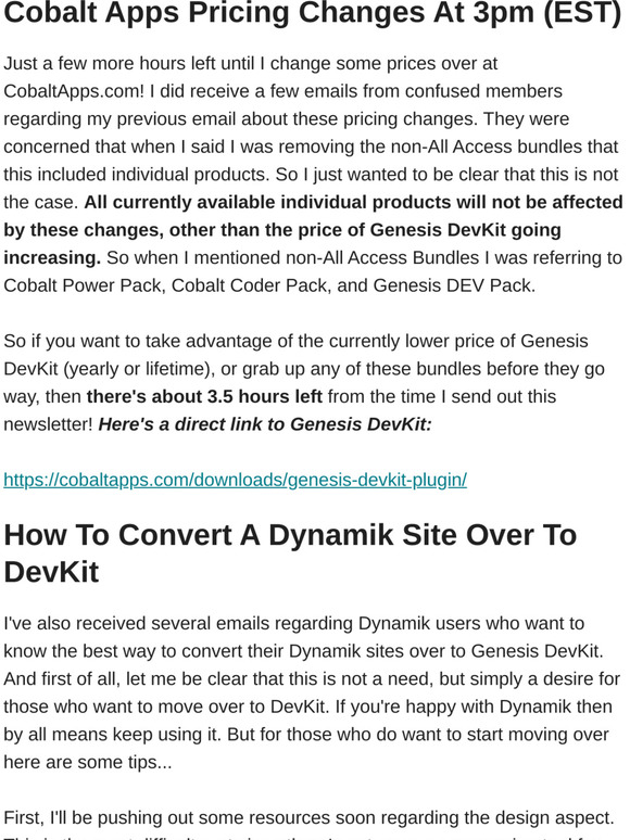 Cobalt Apps Pricing Changes In A Few Hours And All New Genesis DevKit Website