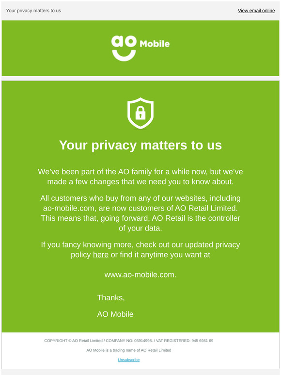 Important Information from AO Mobile