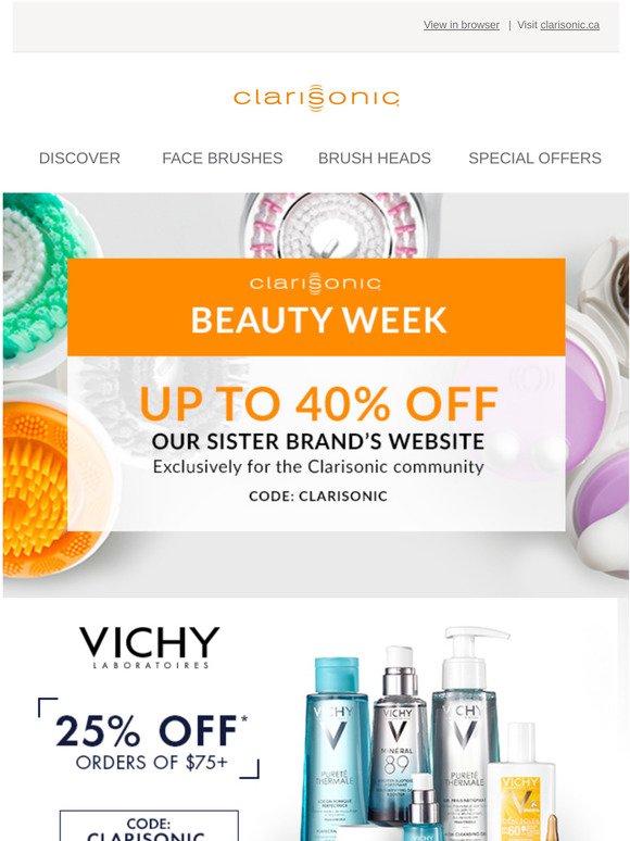 Last chance to save up to 40% on Vichy, Kiehls', Biotherm, Armani!
