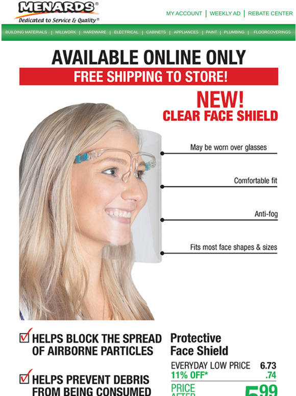 Menards New Protective Face Shields! Milled