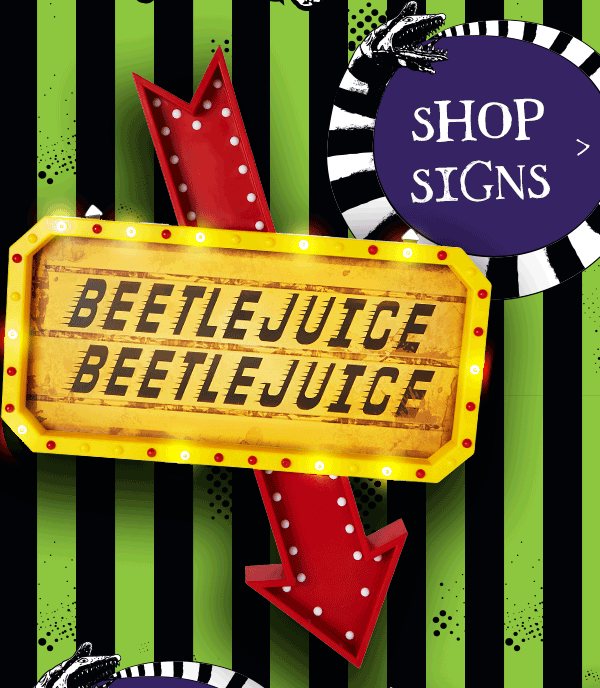 Beetlejuice Sign Spirit Halloween 2022 Spirithalloween Com It S Showtime Beetlejuice Decor Is Here Milled
