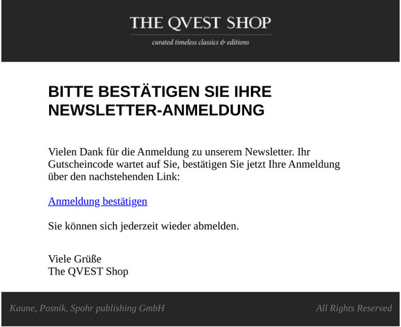 Bitte bestätigen Sie Ihre Newsletter-Anmeldung