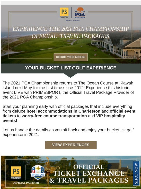 Shop Now for Official 2021 PGA Championship Travel Packages
