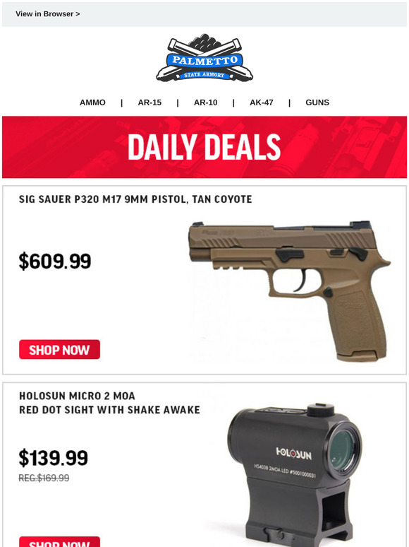 Palmetto State Armory: Sig P320 M17 9mm Pistol $609.99 | Holosun 403B ...