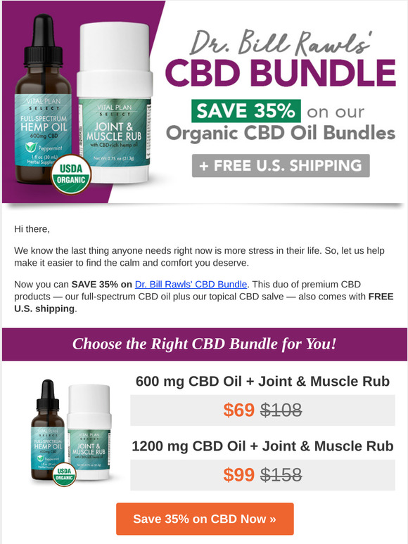 Save 35% ~ Dr. Rawls' Organic CBD Oil & Joint Rub Bundle