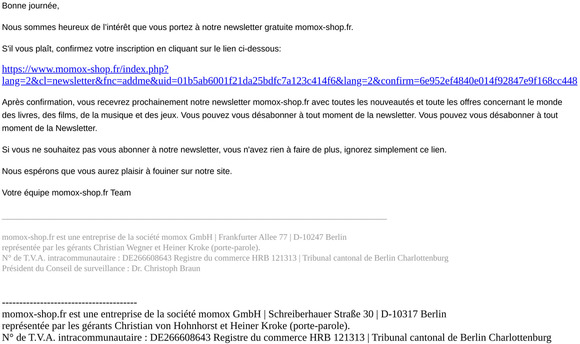Newsletter momox-shop