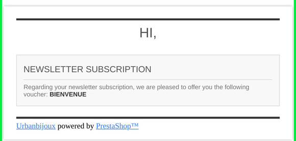 [Urbanbijoux] Newsletter voucher